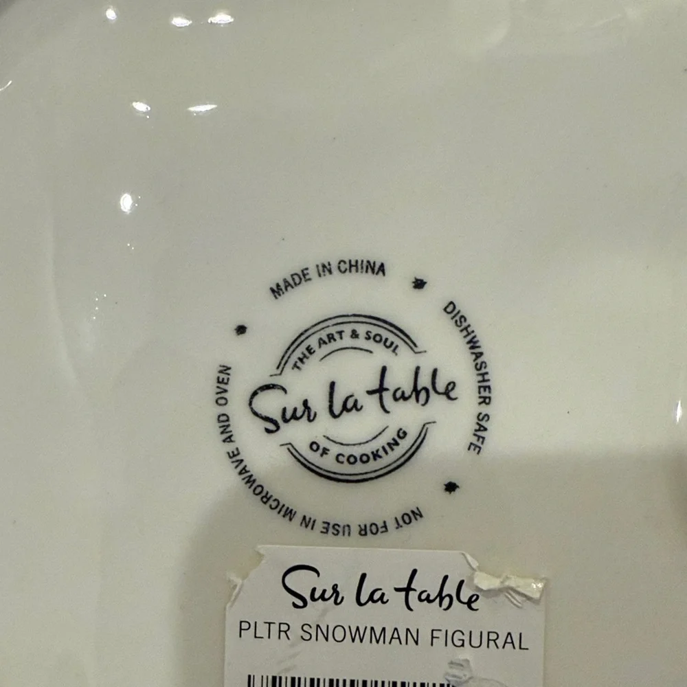 Sur La Table Red and White Snowman Plate